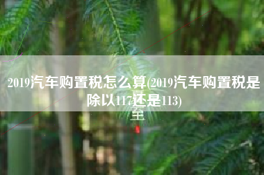2019汽车购置税怎么算(2019汽车购置税是除以117还是113)