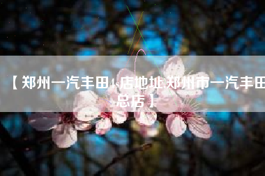 【郑州一汽丰田4s店地址,郑州市一汽丰田总店】