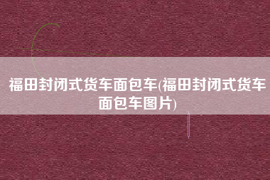 福田封闭式货车面包车(福田封闭式货车面包车图片)