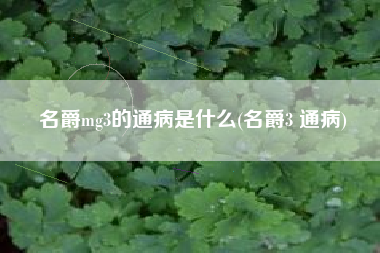 名爵mg3的通病是什么(名爵3 通病) 名爵mg3的通病是什么(名爵3 通病)